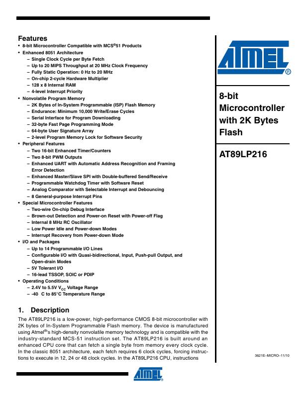 AT89LP216-20XU Microchip Technology — datasheet