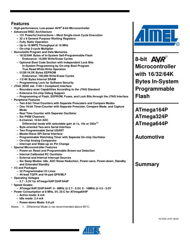 ATMEGA324P-15MT Microchip Technology — datasheet