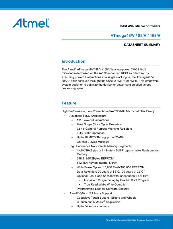 ATMEGA168V-10MQ Microchip Technology — datasheet