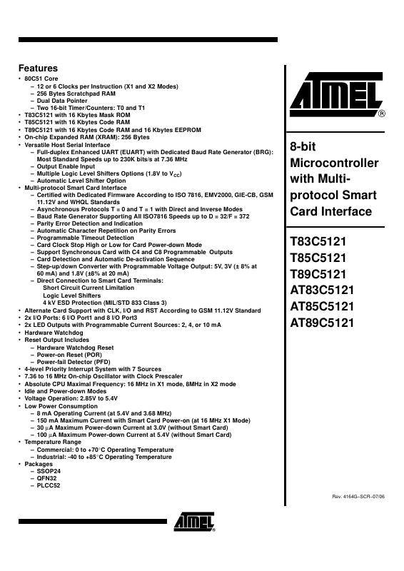 AT89C5121-ICSUL Microchip Technology — datasheet