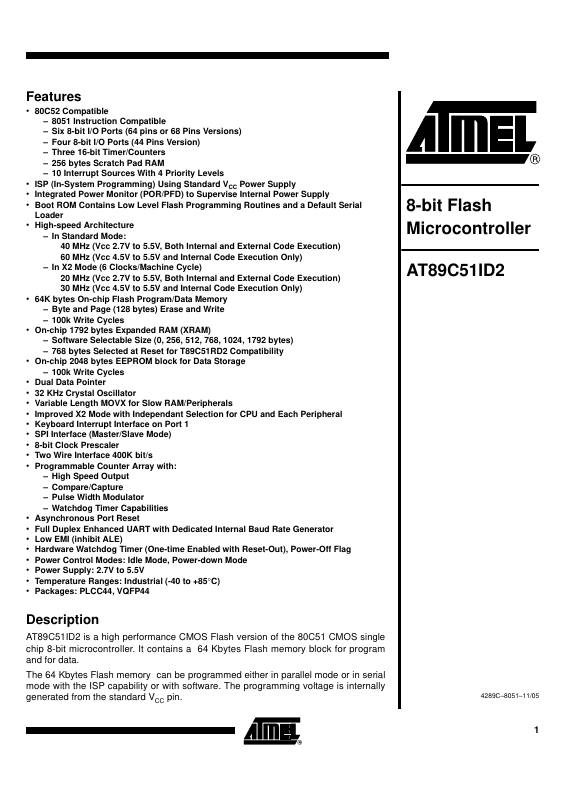 AT89C51ID2-RLRUM Microchip Technology — datasheet