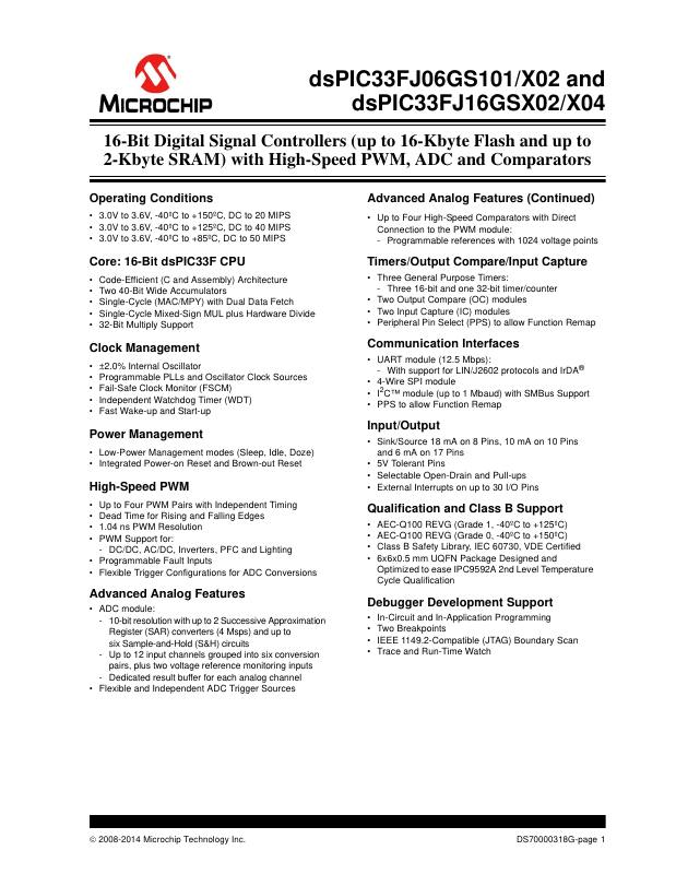 DSPIC33FJ06GS101-I/SO Microchip Technology — datasheet