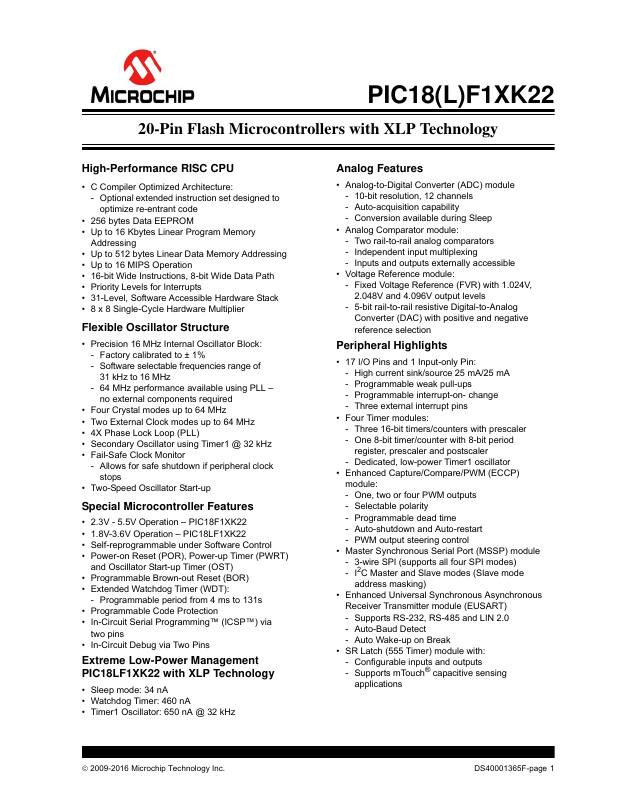 PIC18LF14K22T-I/SO Microchip Technology — datasheet