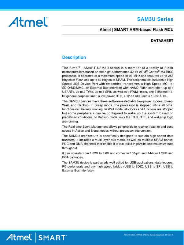 ATSAM3U1EA-AU Microchip Technology — datasheet