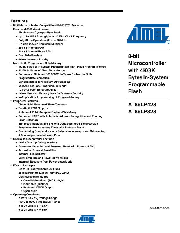 AT89LP428-20JU Microchip Technology — datasheet