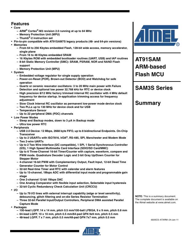 ATSAM3S1AA-AU Microchip Technology — datasheet