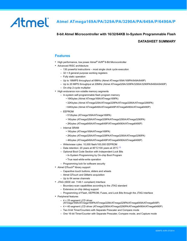 ATMEGA169A-MCHR Microchip Technology — datasheet