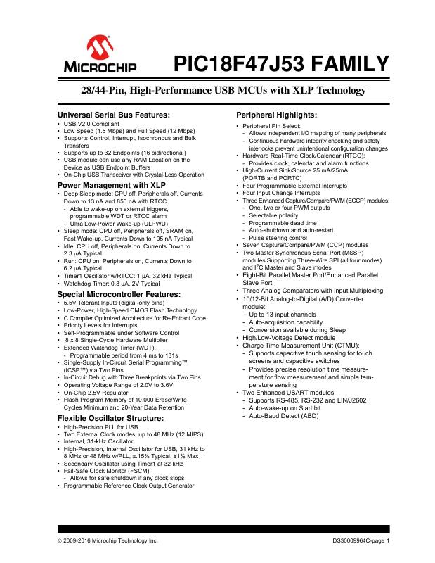 PIC18LF26J53T-I/ML Microchip Technology — datasheet