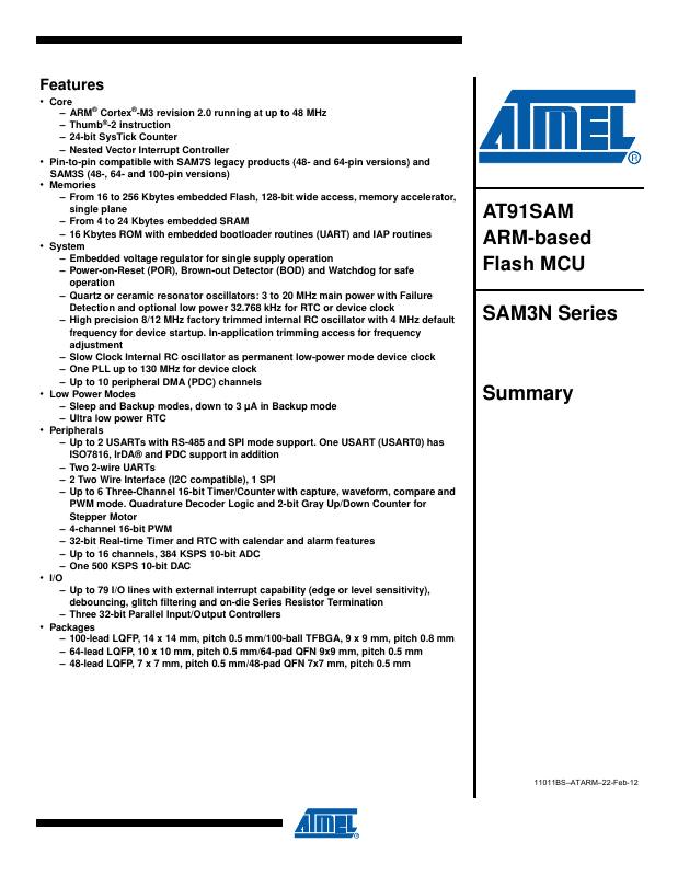 ATSAM3N1CA-AU Microchip Technology — datasheet