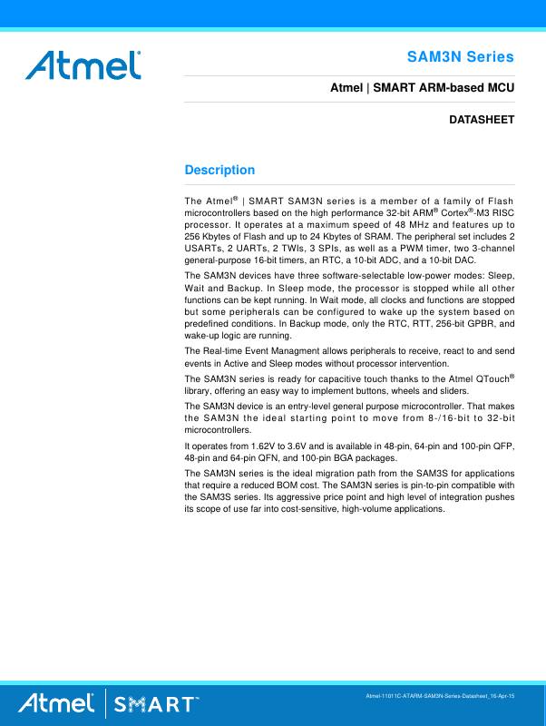 ATSAM3N4CA-AU Microchip Technology — datasheet