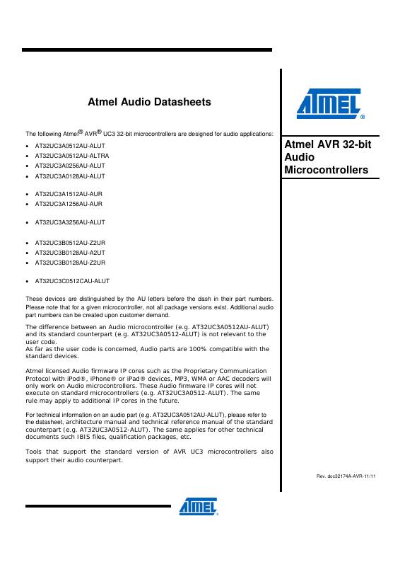 AT32UC3A0256AU-ALUT Microchip Technology — datasheet