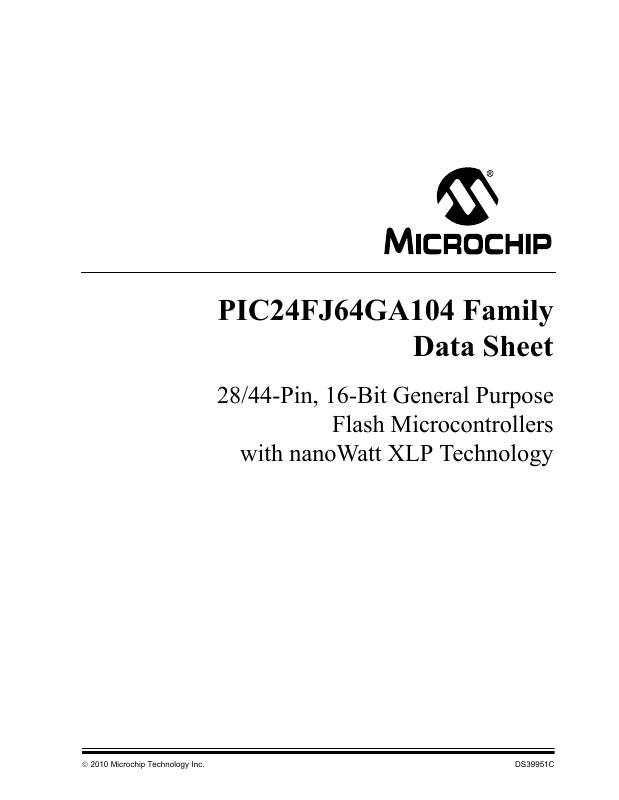 PIC24FJ64GA102T-I/SS Microchip Technology — datasheet