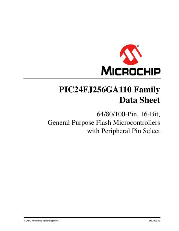 PIC24FJ64GA110T-I/PT Microchip Technology — datasheet