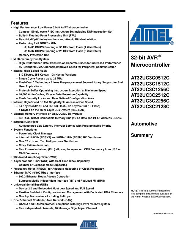 AT32UC3C2256C-A2ZT Microchip Technology — datasheet
