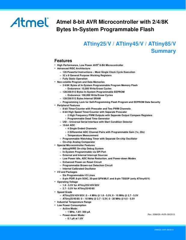 ATTINY45-20SHR Microchip Technology — datasheet