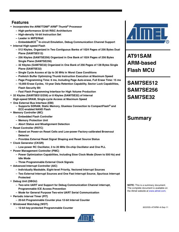 AT91SAM7SE32-CU-999 Microchip Technology — datasheet