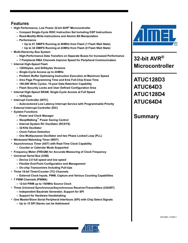 ATUC128D3-A2UR Microchip Technology — datasheet