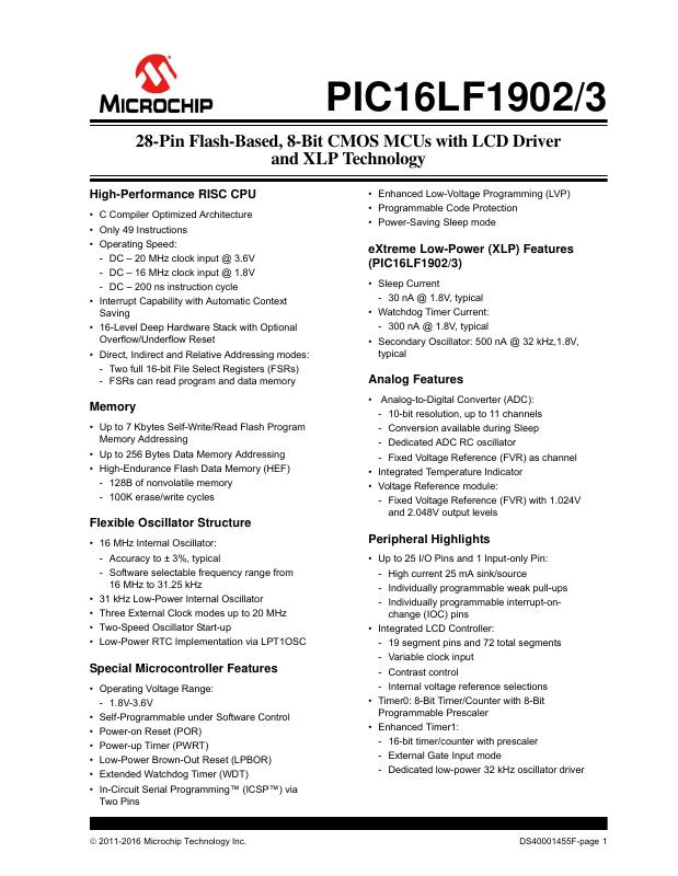 PIC16LF1902-E/ML Microchip Technology — datasheet