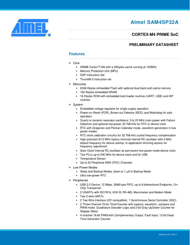 ATSAM4SP32A-ANU-Y Microchip Technology — datasheet