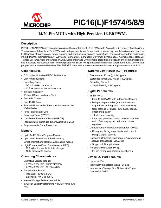 PIC16LF1575-E/JQ Microchip Technology — datasheet