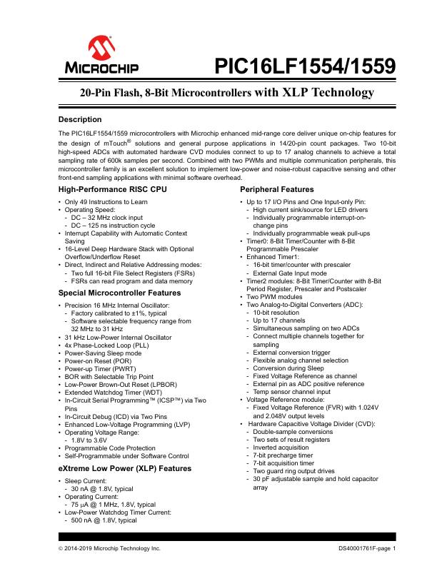 PIC16LF1559-E/P Microchip Technology — datasheet