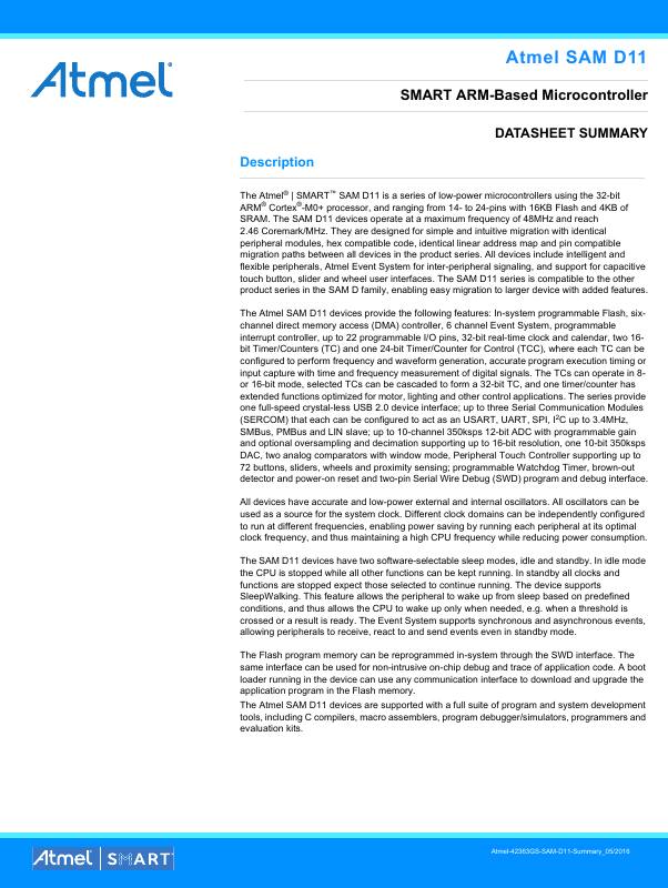 ATSAMD11D14A-UUT Microchip Technology — datasheet