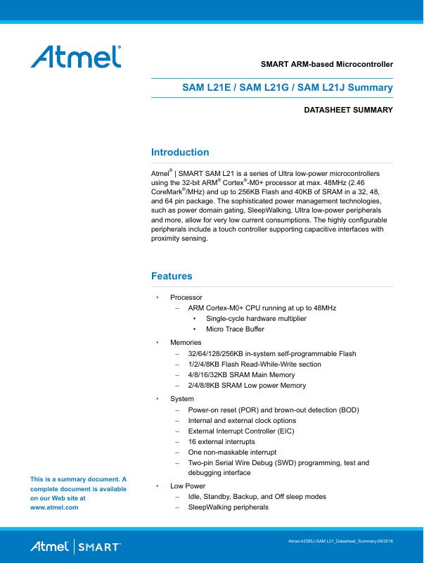 ATSAML21J18A-AUT Microchip Technology — datasheet