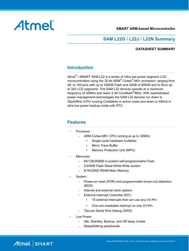 ATSAML22G17A-UUT Microchip Technology — datasheet