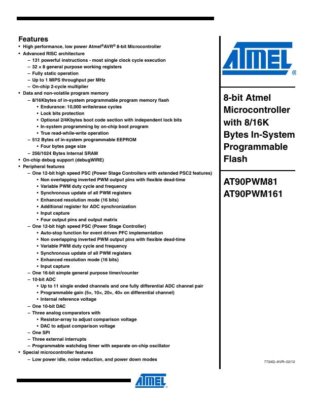 AT90PWM161-16SN Microchip Technology — datasheet