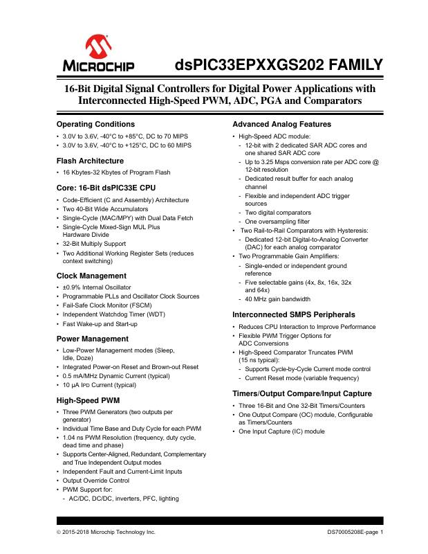DSPIC33EP32GS202T-I/MX Microchip Technology — datasheet
