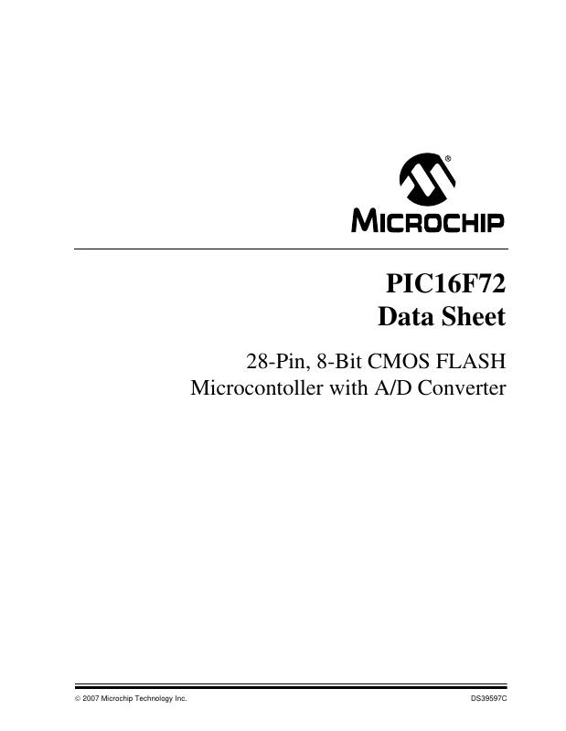 PIC16F72T-E/SS Microchip Technology — datasheet