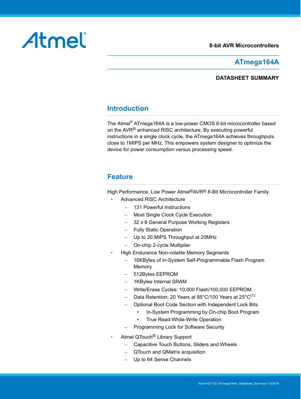 ATMEGA164A-CU Microchip Technology — datasheet