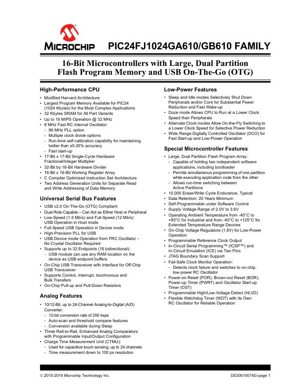 PIC24FJ512GA606T-I/MR Microchip Technology — datasheet