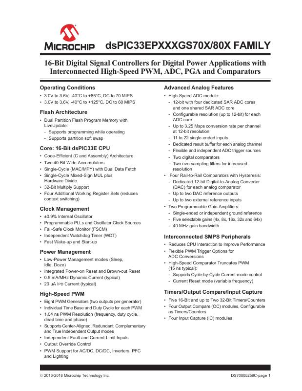 DSPIC33EP128GS702-I/SO Microchip Technology — datasheet