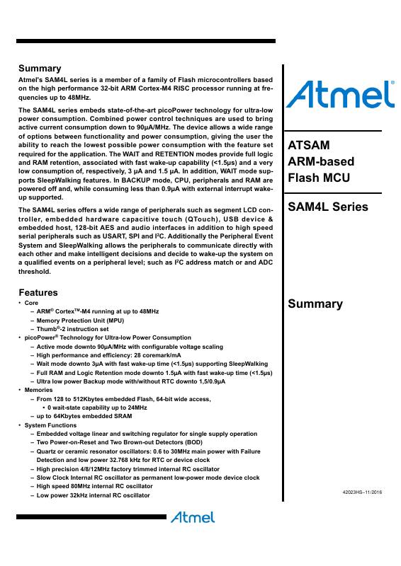 ATSAM4LC2BA-AUR Microchip Technology — datasheet