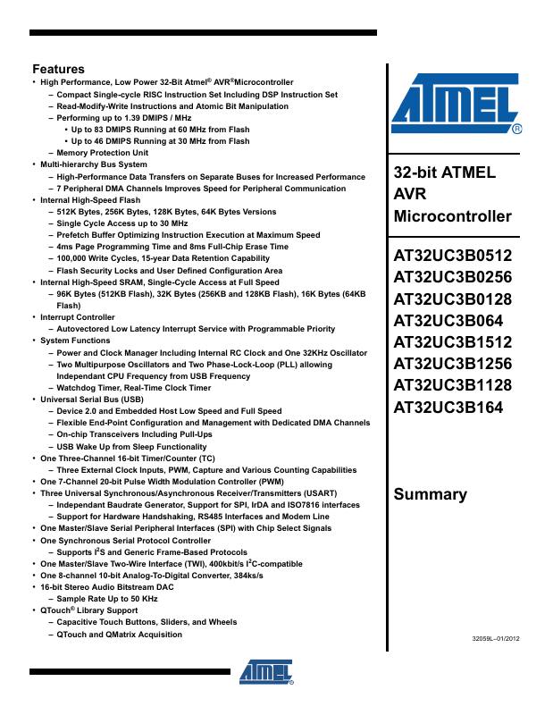 AT32UC3B064-Z2UR Microchip Technology — datasheet