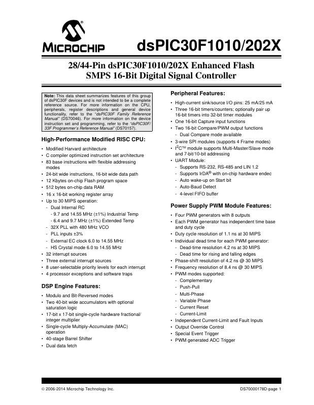 DSPIC30F2020-20E/MM Microchip Technology — datasheet
