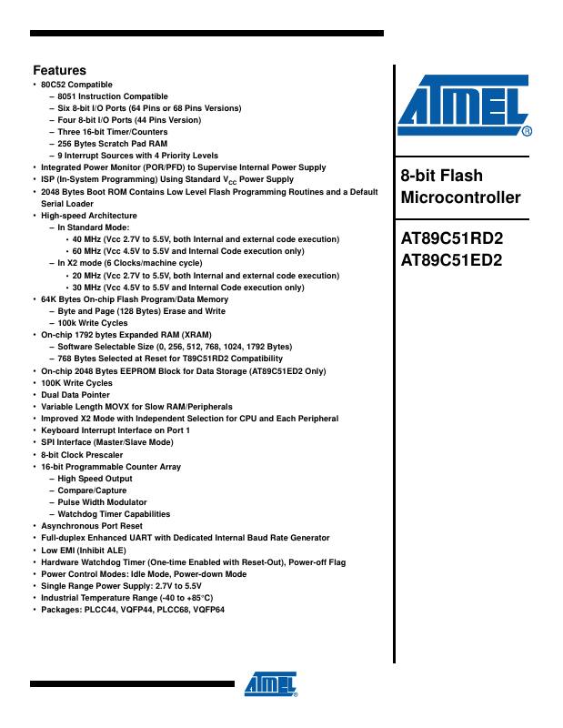 AT89C51ED2-RDRUM Microchip Technology — datasheet
