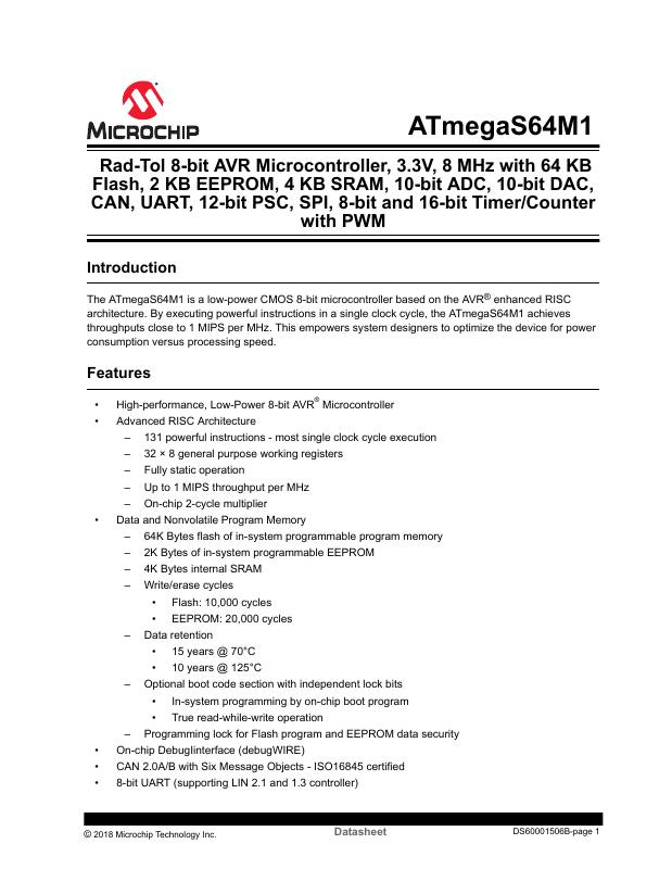 ATMEGAS64M1-KH-SV Microchip Technology — datasheet