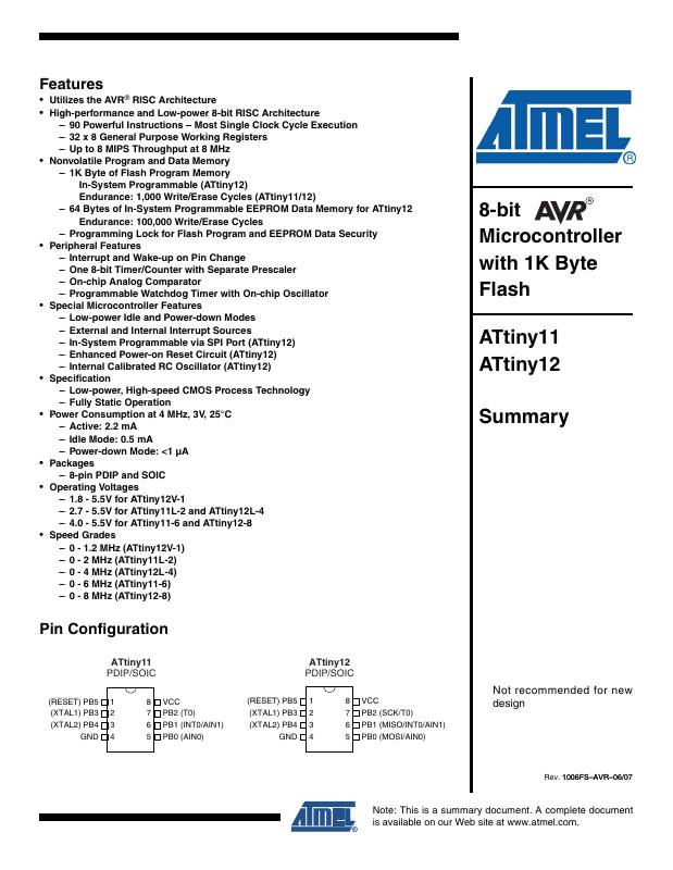 ATTINY12L-4PC Microchip Technology — datasheet
