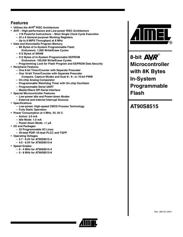 AT90S8515A-8JI Microchip Technology — datasheet