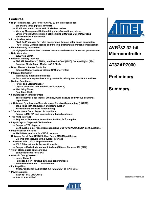 AT32AP7000-CTUT Microchip Technology — datasheet