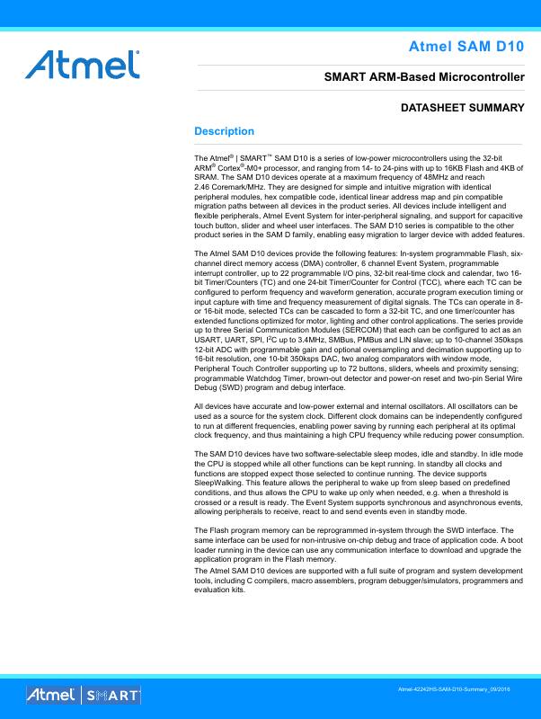 ATSAMD10D13A-SSUT Microchip Technology — datasheet